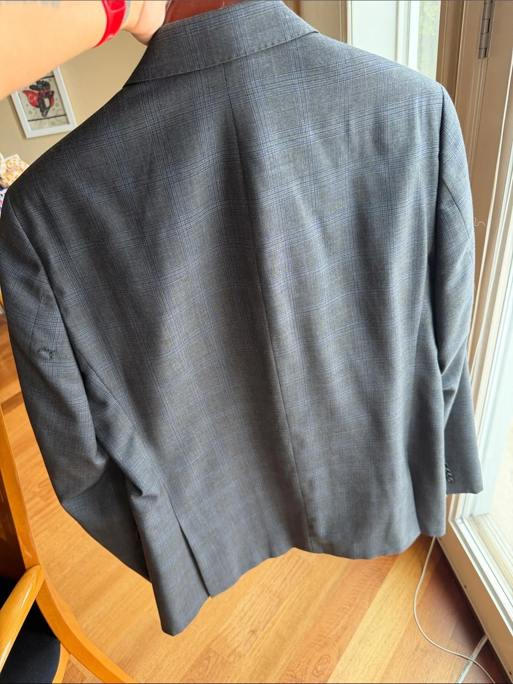 Macy's Men's Dark Charcoal Plaid Suit Jacket